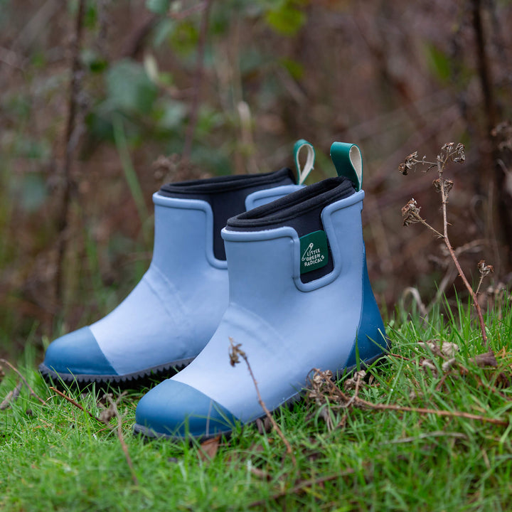 Soft Blue Natural Rubber Ankle Rain Boots Blue / UK 13/EU 32/USA 1