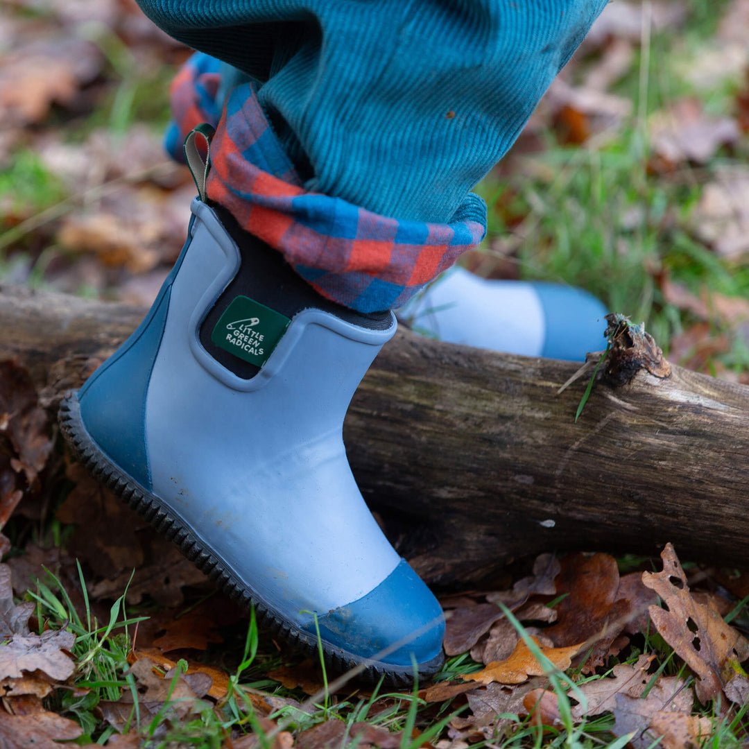 Soft Blue Natural Rubber Ankle Rain Boots Blue / UK 13/EU 32/USA 1