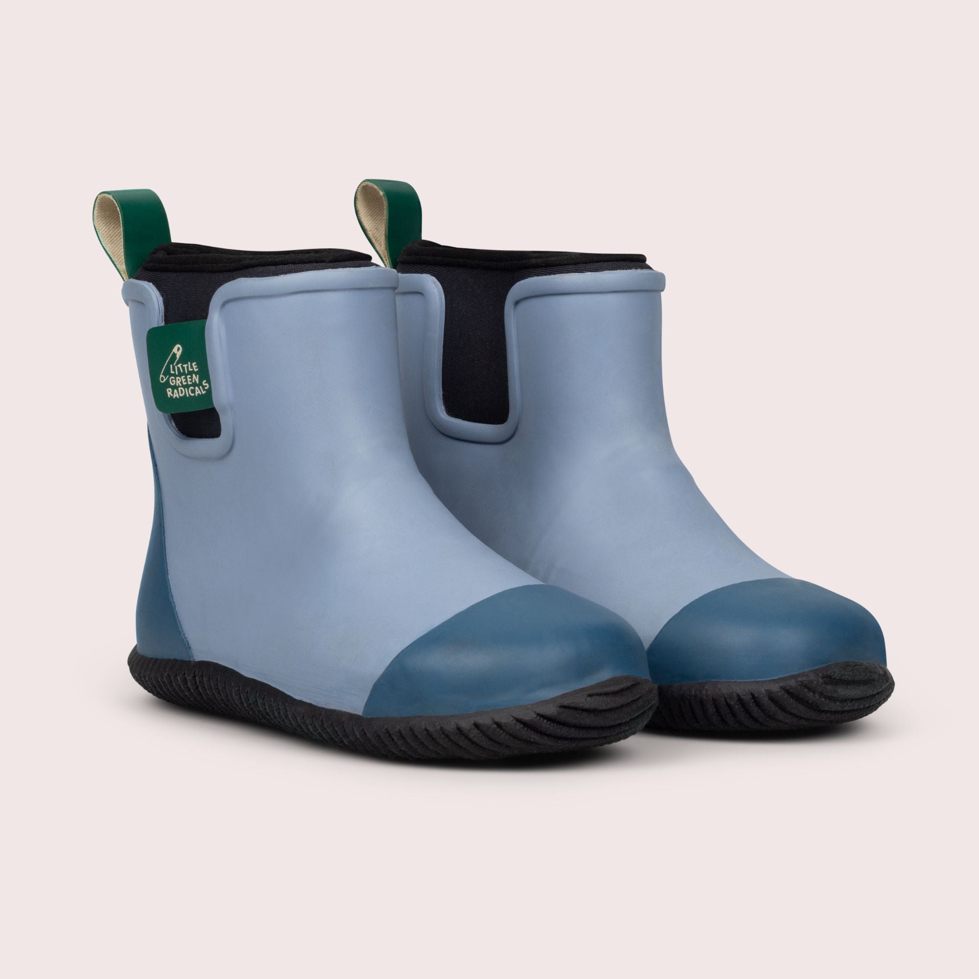 Soft Blue Lined Natural Rubber Ankle Rain Boots