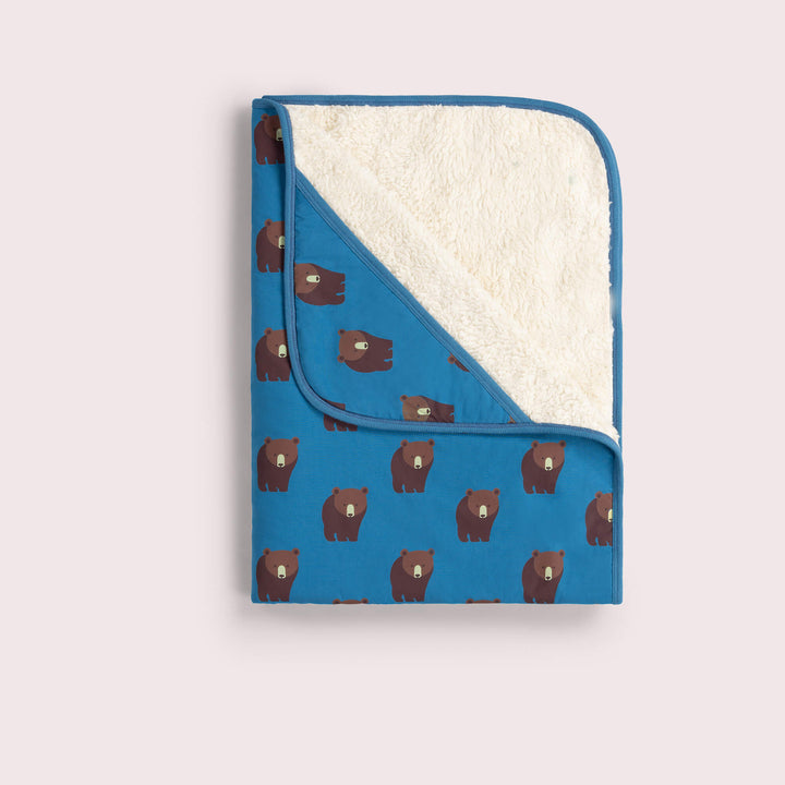 Blue Bears Sherpa Hooded Organic Baby Blanket Blue / One Size
