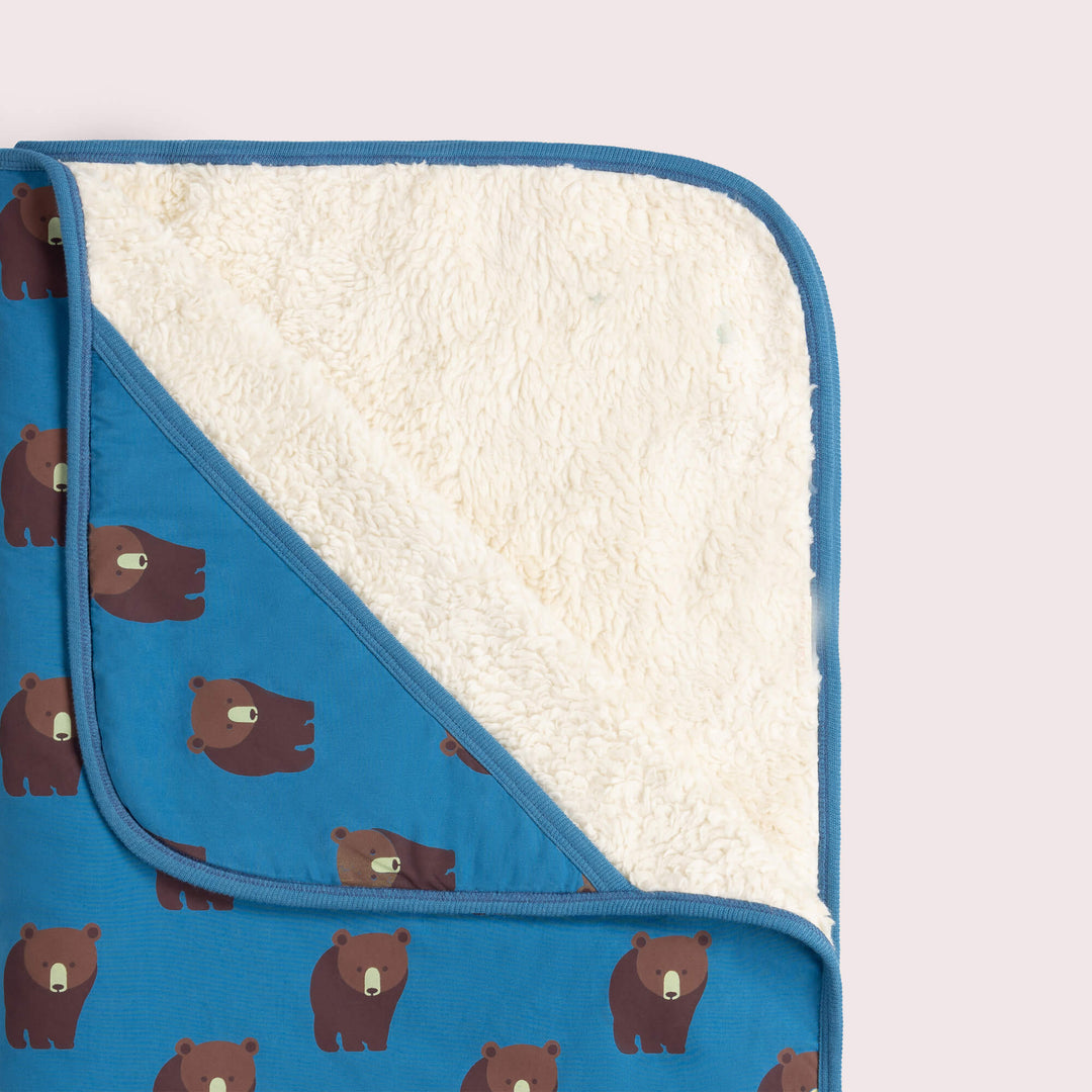 Blue Bears Sherpa Hooded Organic Baby Blanket Blue / One Size