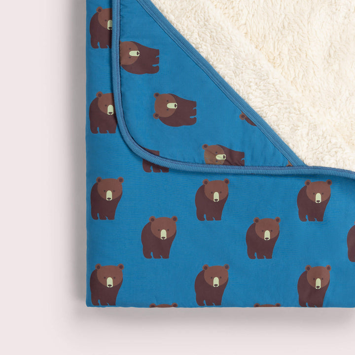 Blue Bears Sherpa Hooded Organic Baby Blanket Blue / One Size