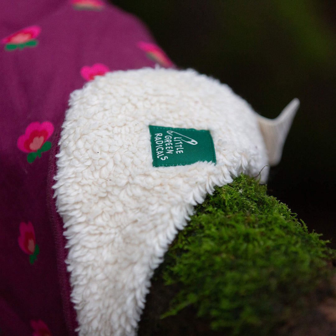 Pink Flowers Sherpa Hooded Organic Baby Blanket Purple / One Size