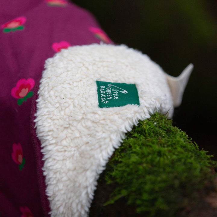 Pink Flowers Sherpa Hooded Organic Baby Blanket Purple / One Size