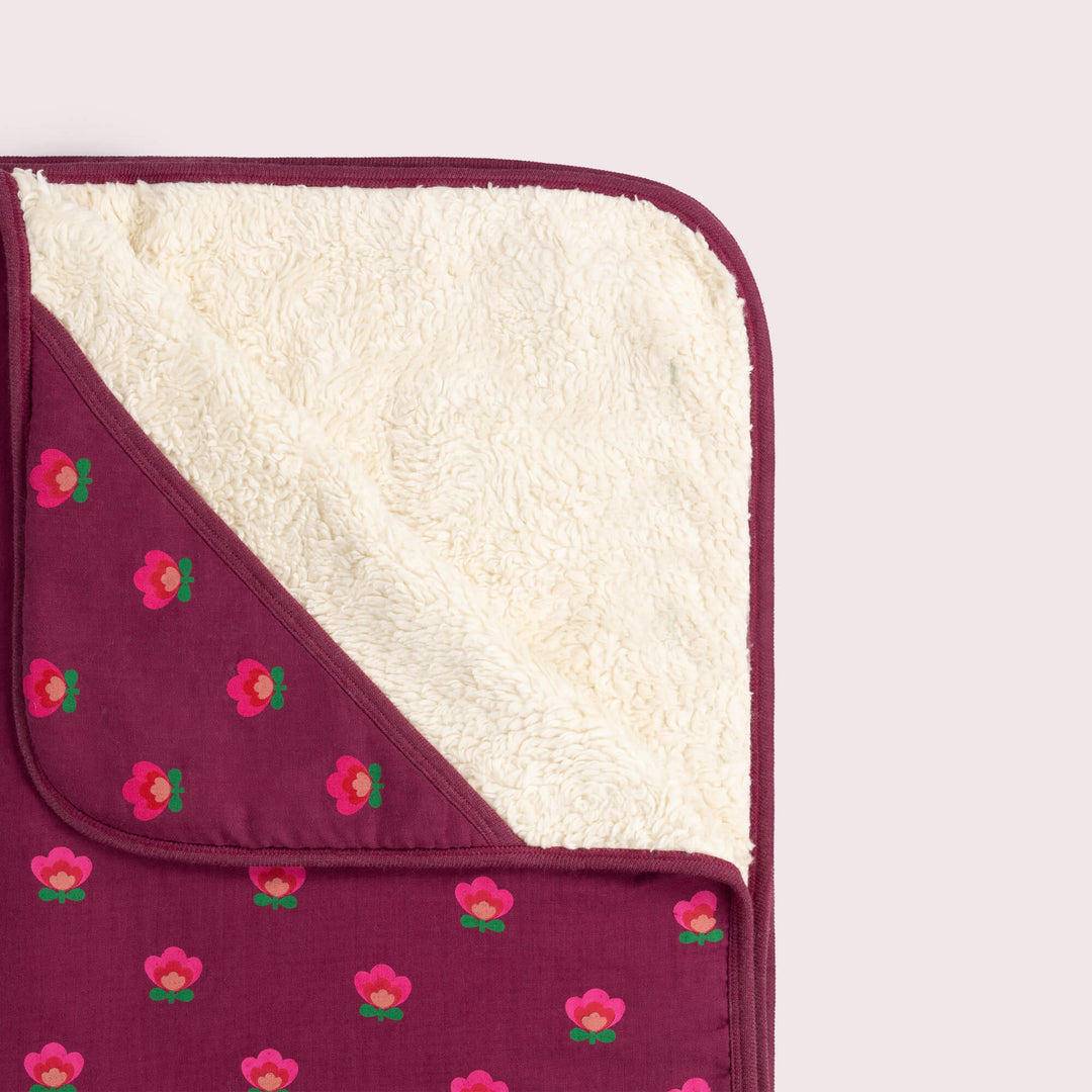 Pink Flowers Sherpa Hooded Organic Baby Blanket Purple / One Size