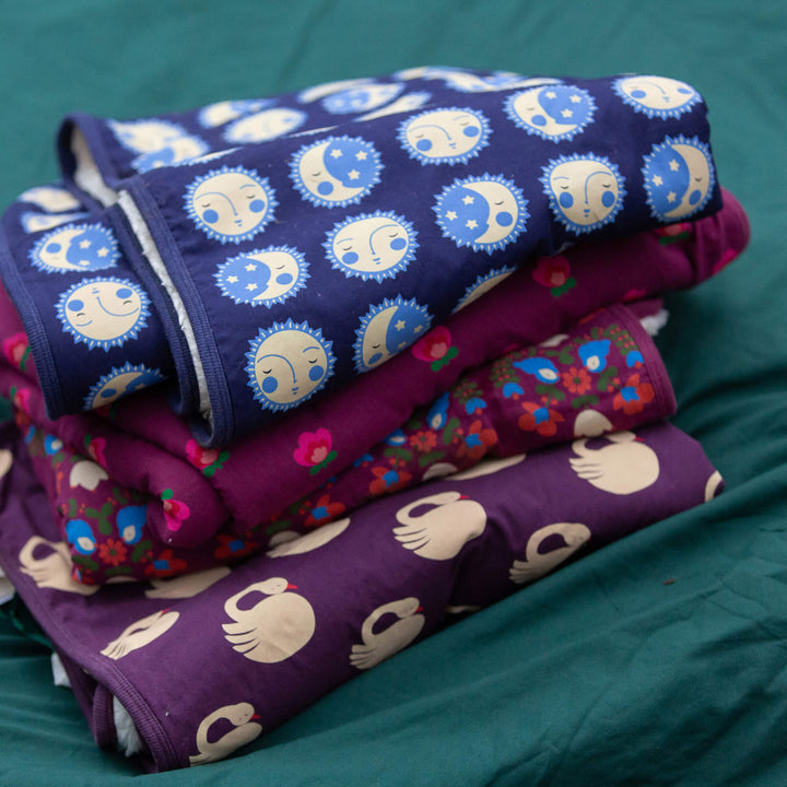 Sun Folk Sherpa Hooded Organic Baby Blanket Blue / One Size