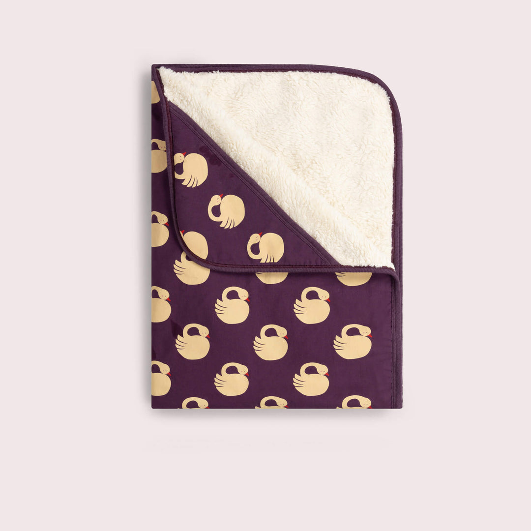 Sleeping Swans Sherpa Hooded Organic Baby Blanket Purple / One Size