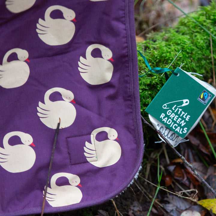 Sleeping Swans Sherpa Hooded Organic Baby Blanket Purple / One Size