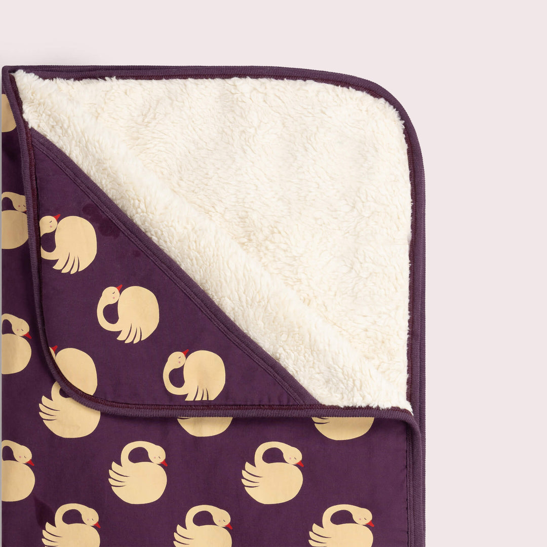 Sleeping Swans Sherpa Hooded Organic Baby Blanket Purple / One Size