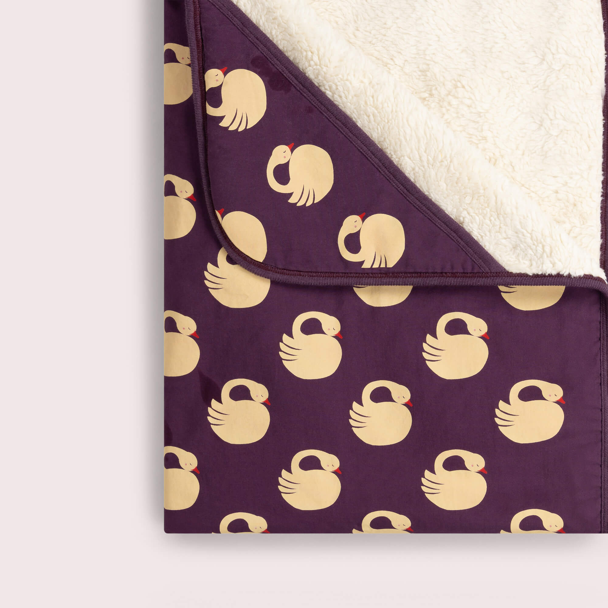Sleeping Swans Sherpa Hooded Organic Baby Blanket Purple / One Size
