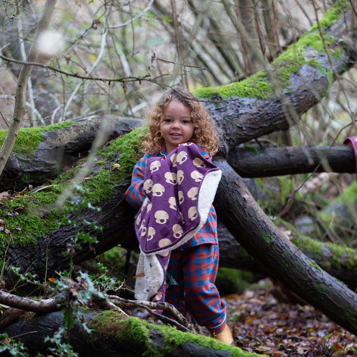 Sleeping Swans Sherpa Hooded Organic Baby Blanket Purple / One Size