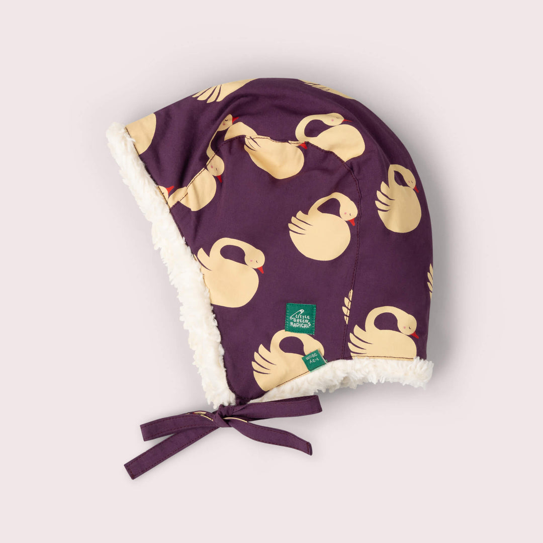 Sleeping Swans Sherpa Lined Hat Purple / 5-8y