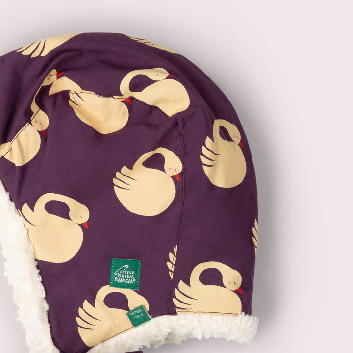 Sleeping Swans Sherpa Lined Hat Purple / 5-8y