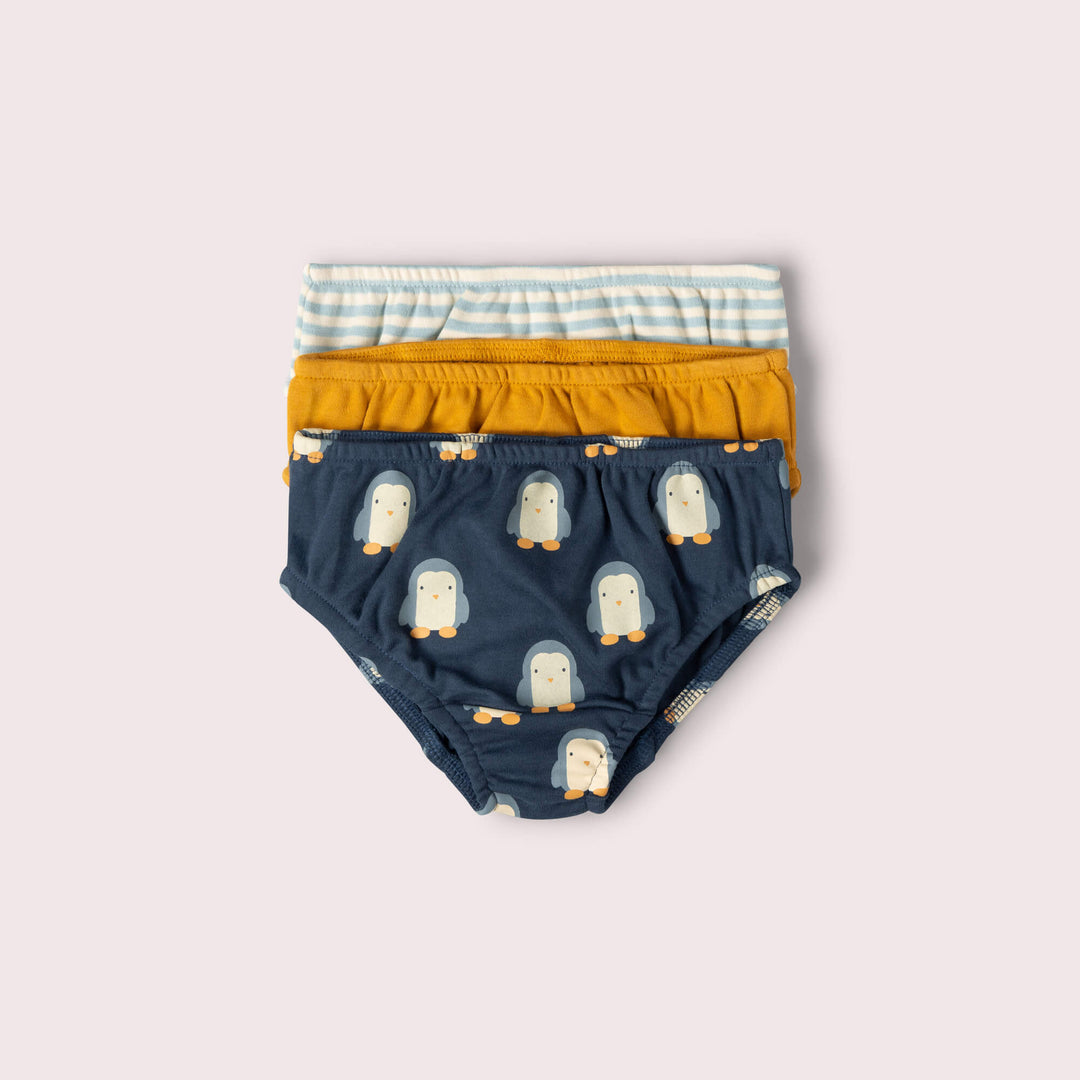Blue Penguins Organic Underwear 3 Pack Multi / 7-8y