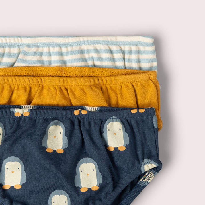 Blue Penguins Organic Underwear 3 Pack Multi / 7-8y