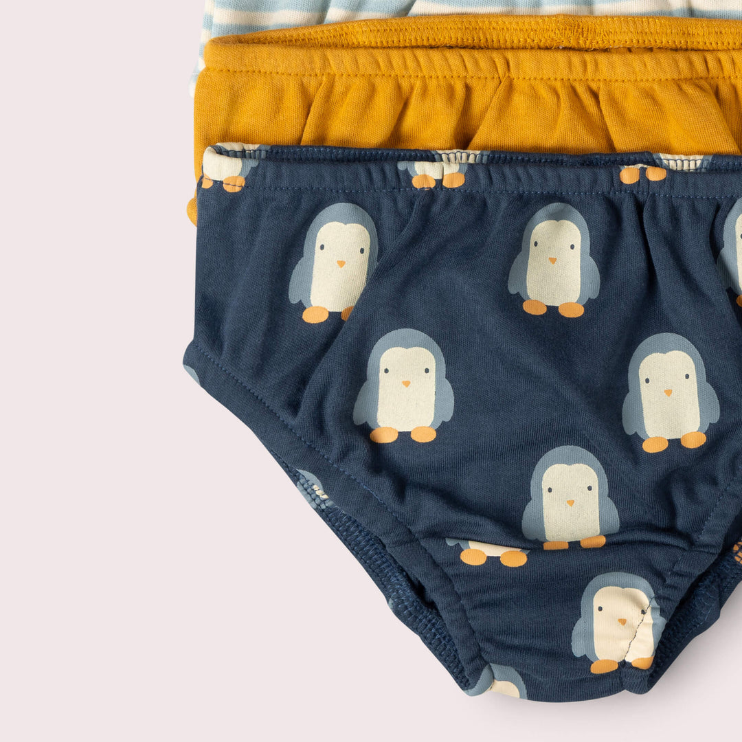 Blue Penguins Organic Underwear 3 Pack Multi / 7-8y