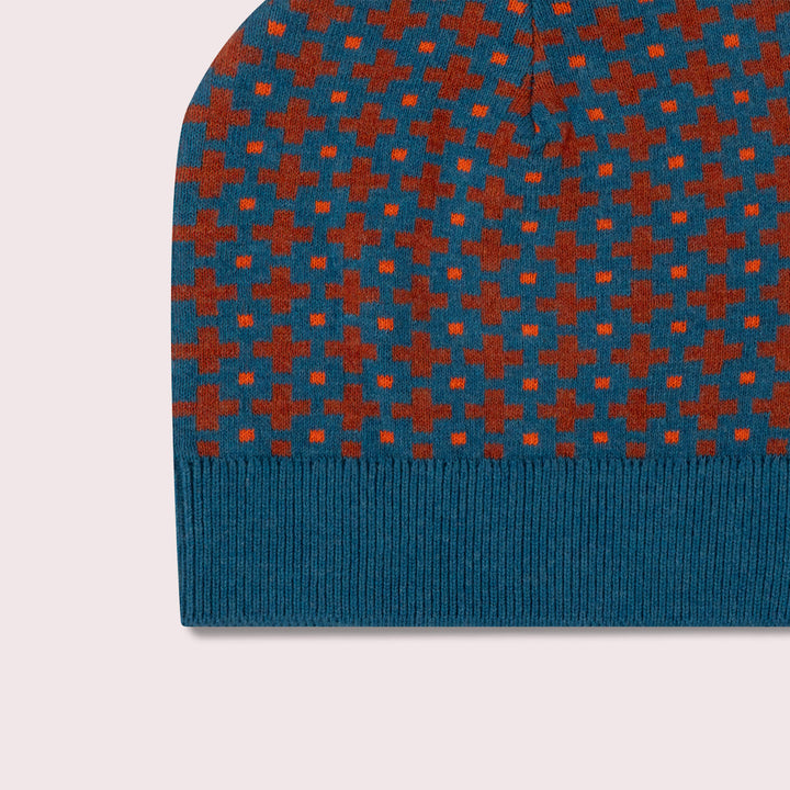 Ginger Squares Knitted Beanie Hat Multi / 5-8y