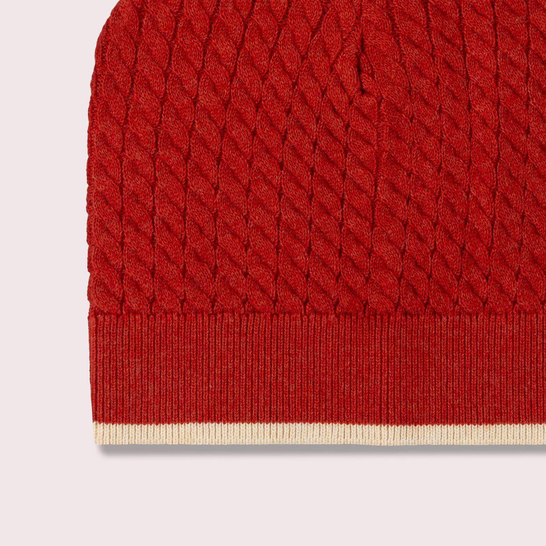 Burnt Ochre Knitted Beanie Hat Red / 5-8y