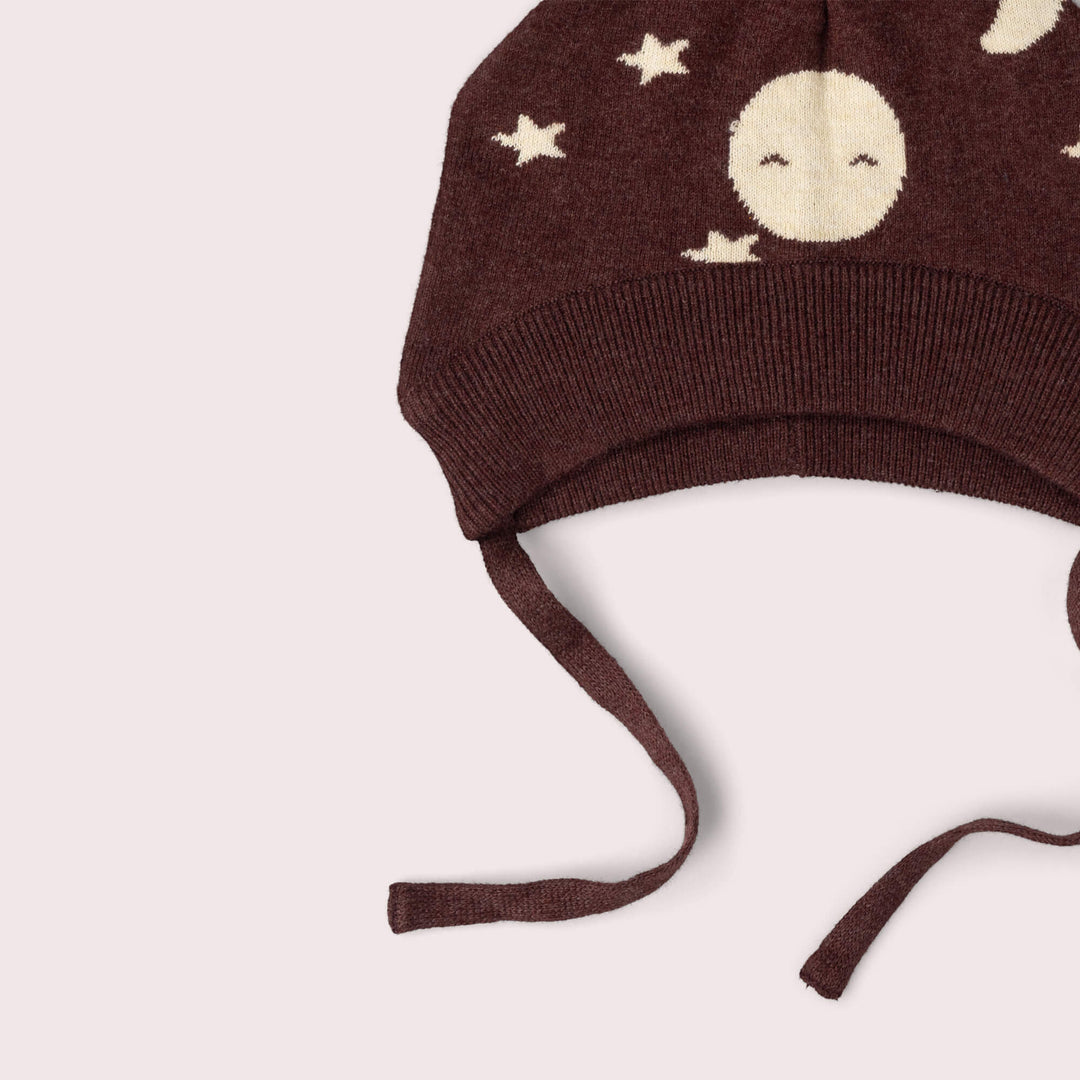 Moon Knitted Bobble Hat Brown / 5-8y