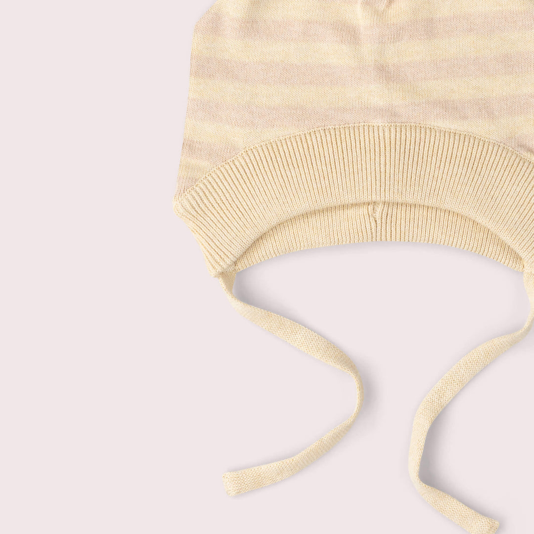 Oatmeal Striped Knitted Bobble Hat Cream / 5-8y