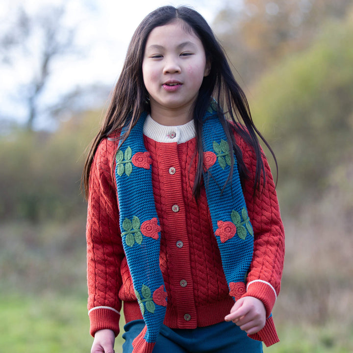 Tulips Knitted Scarf Blue / One Size