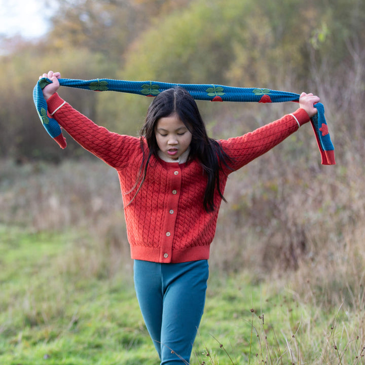 Tulips Knitted Scarf Blue / One Size