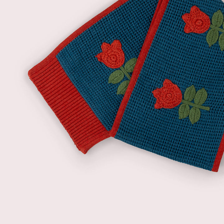 Tulips Knitted Scarf Blue / One Size