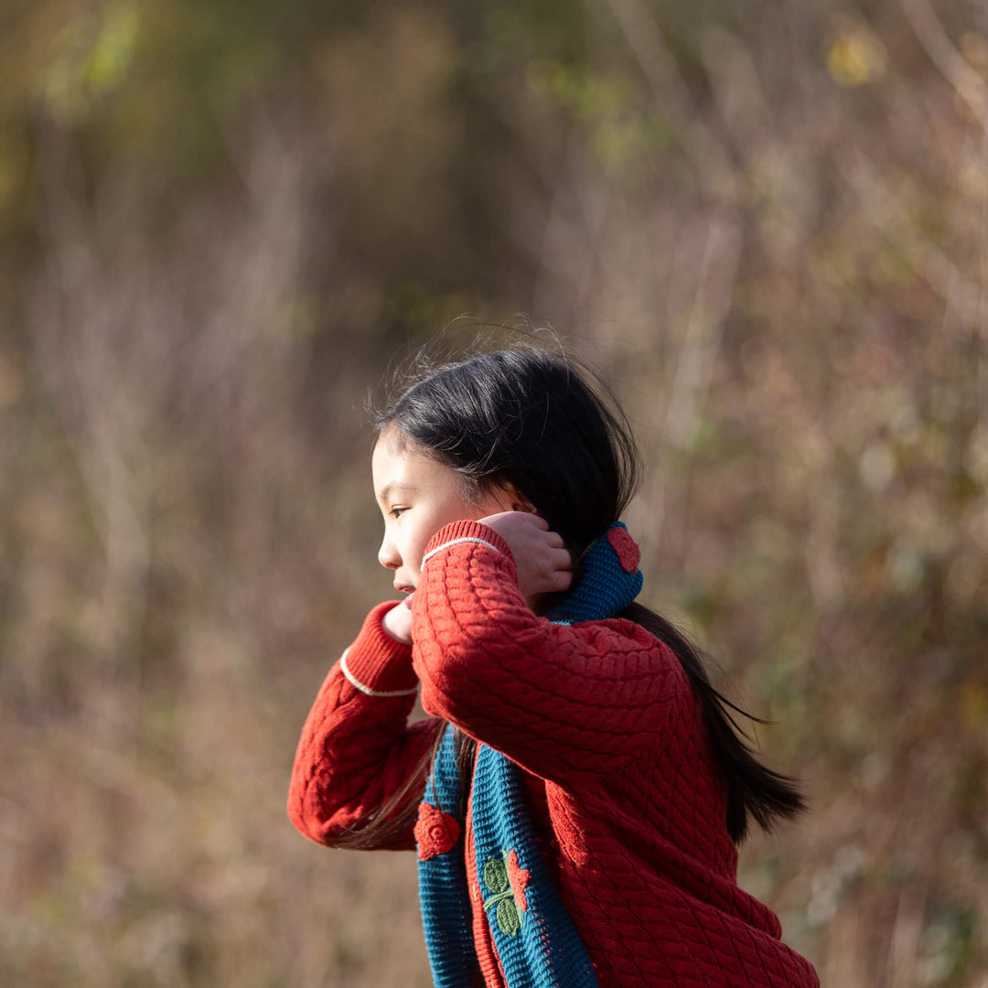 Tulips Knitted Scarf Blue / One Size