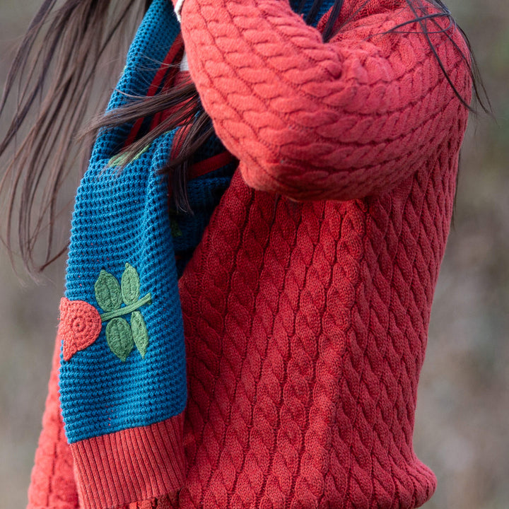 Tulips Knitted Scarf Blue / One Size