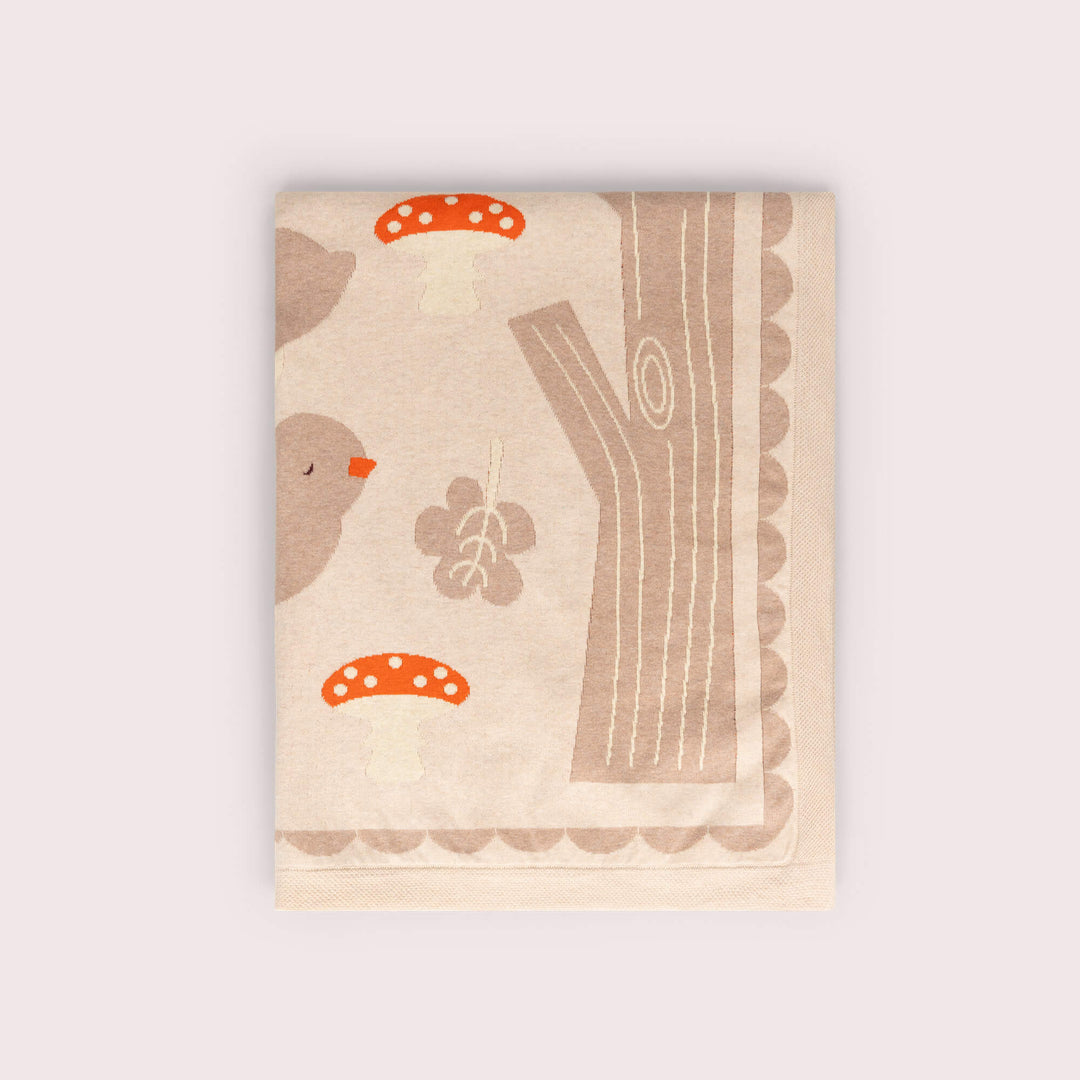 Folk Tales Knitted Organic Baby Blanket Cream / One Size