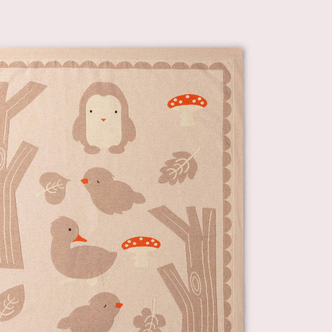 Folk Tales Knitted Organic Baby Blanket Cream / One Size