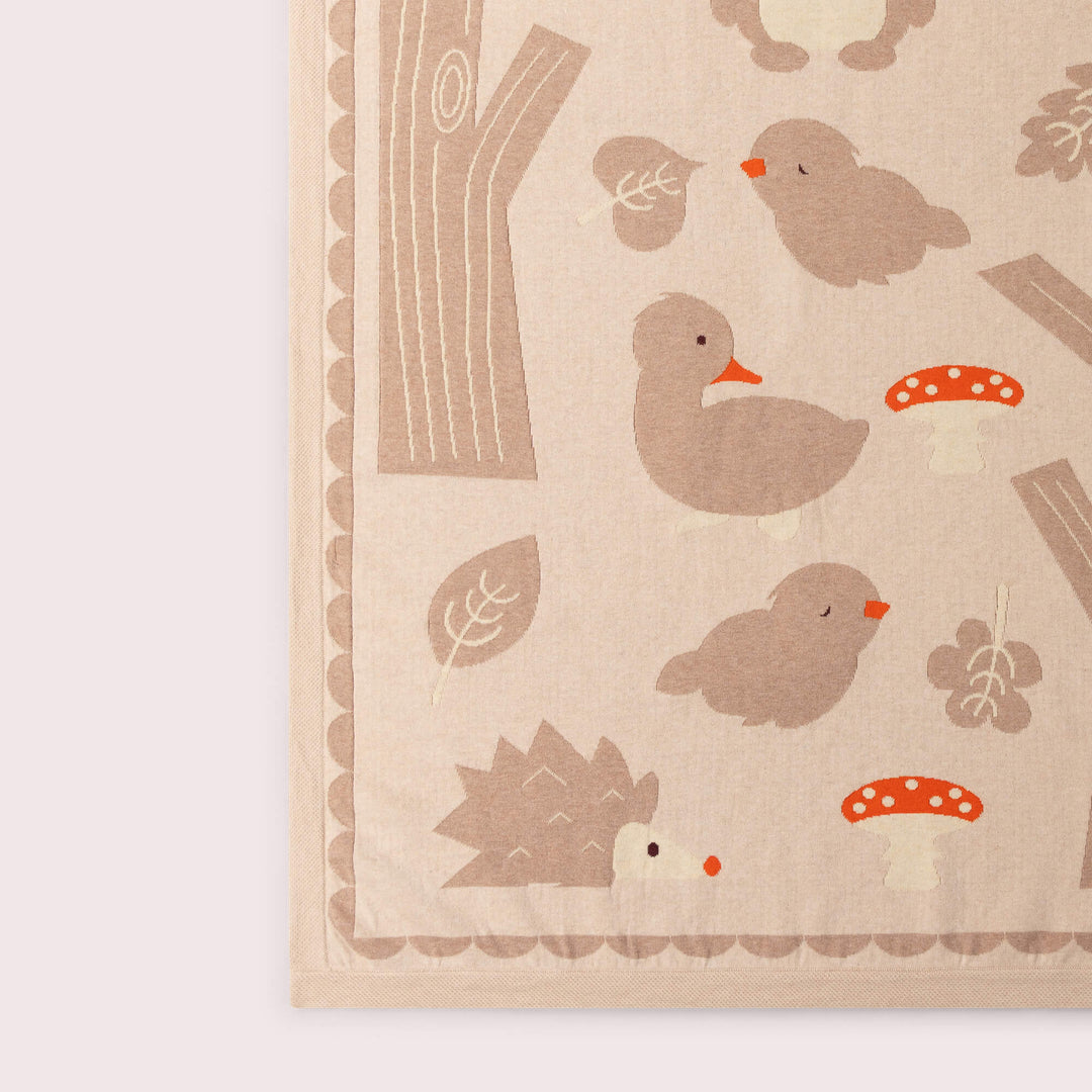 Folk Tales Knitted Organic Baby Blanket Cream / One Size