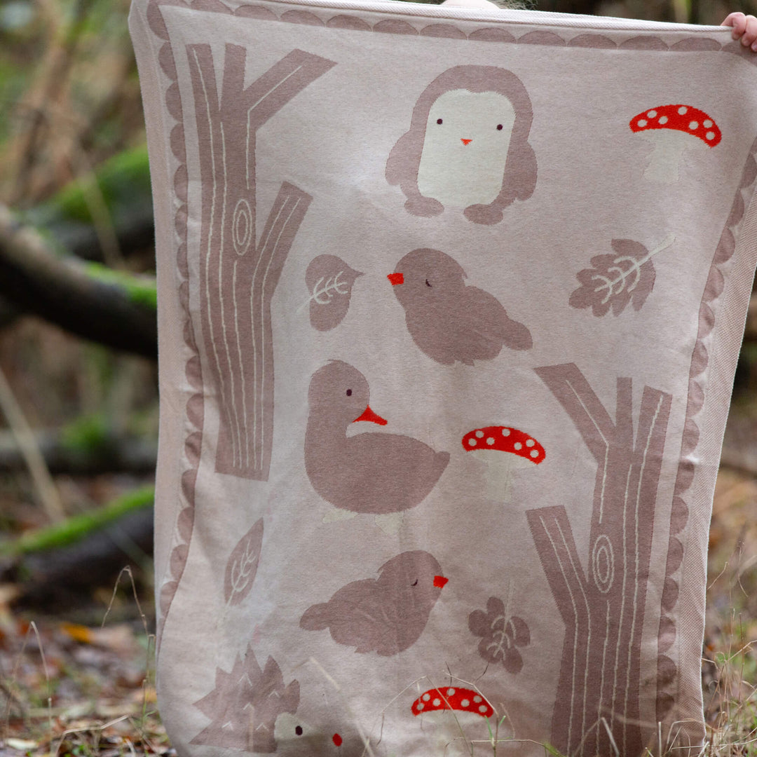 Folk Tales Knitted Organic Baby Blanket Cream / One Size