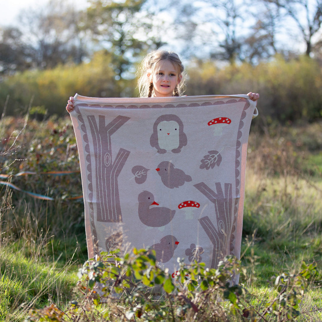 Folk Tales Knitted Organic Baby Blanket Cream / One Size