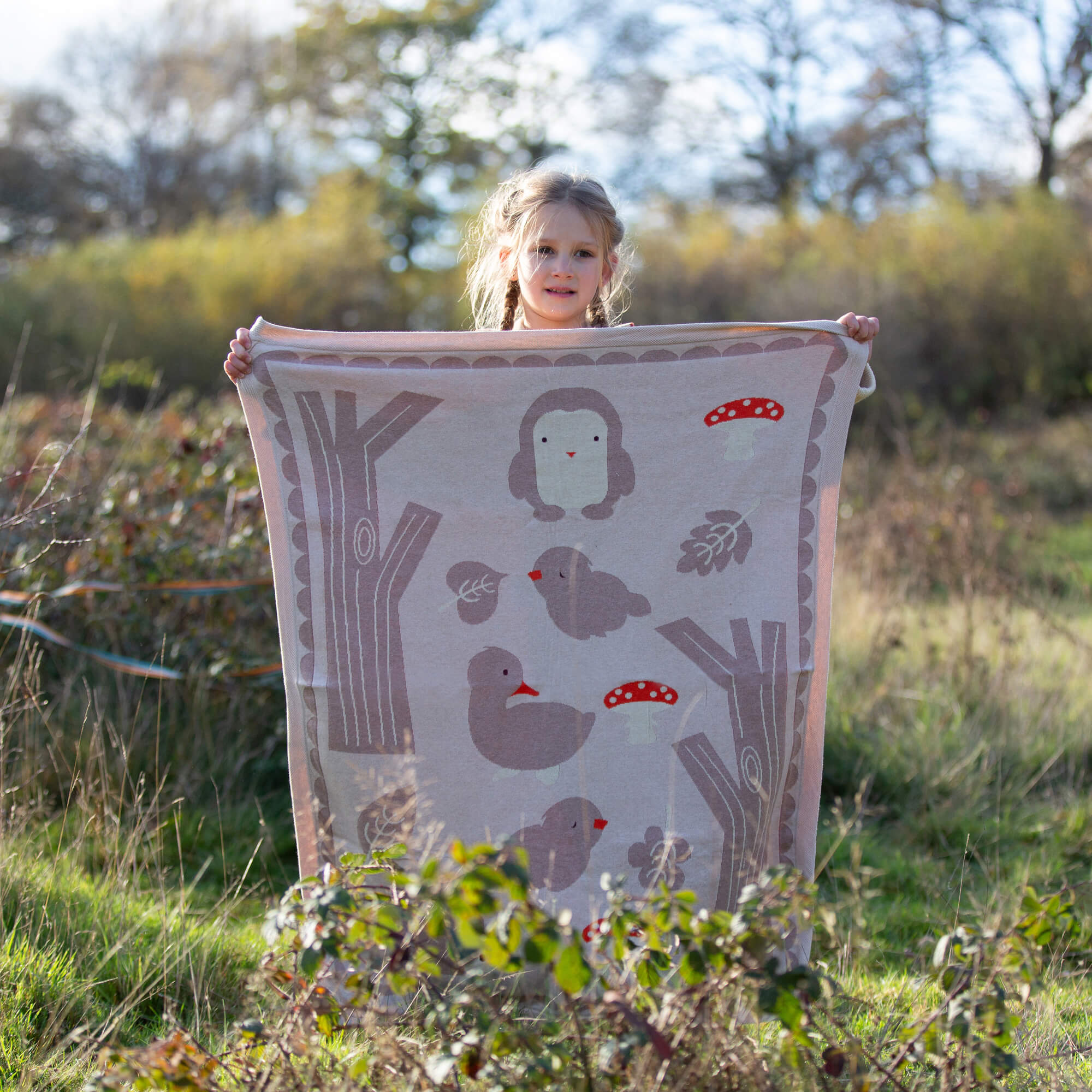 Folk Tales Knitted Organic Baby Blanket Cream / One Size