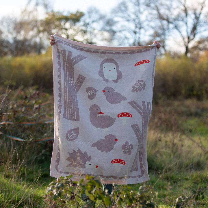 Folk Tales Knitted Organic Baby Blanket Cream / One Size