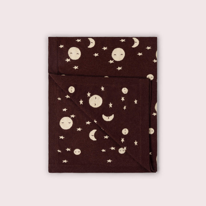 Moon Knitted Organic Baby Blanket Brown / One Size