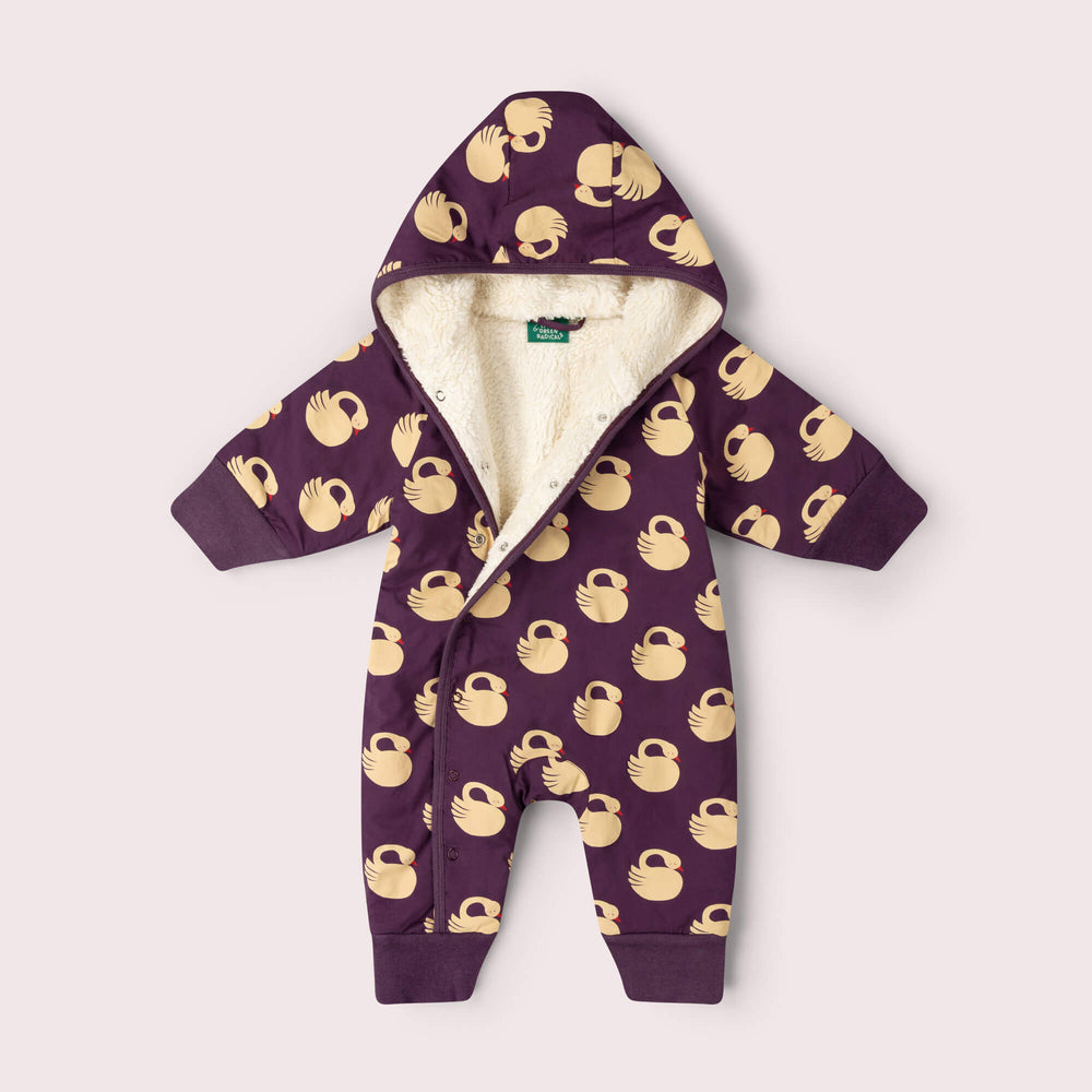 Sleeping Swans Sherpa Lined Snowsuit Purple / 3-4y