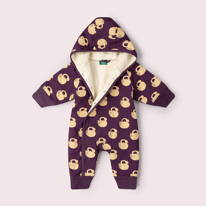 Sleeping Swans Sherpa Lined Snowsuit Purple / 3-4y