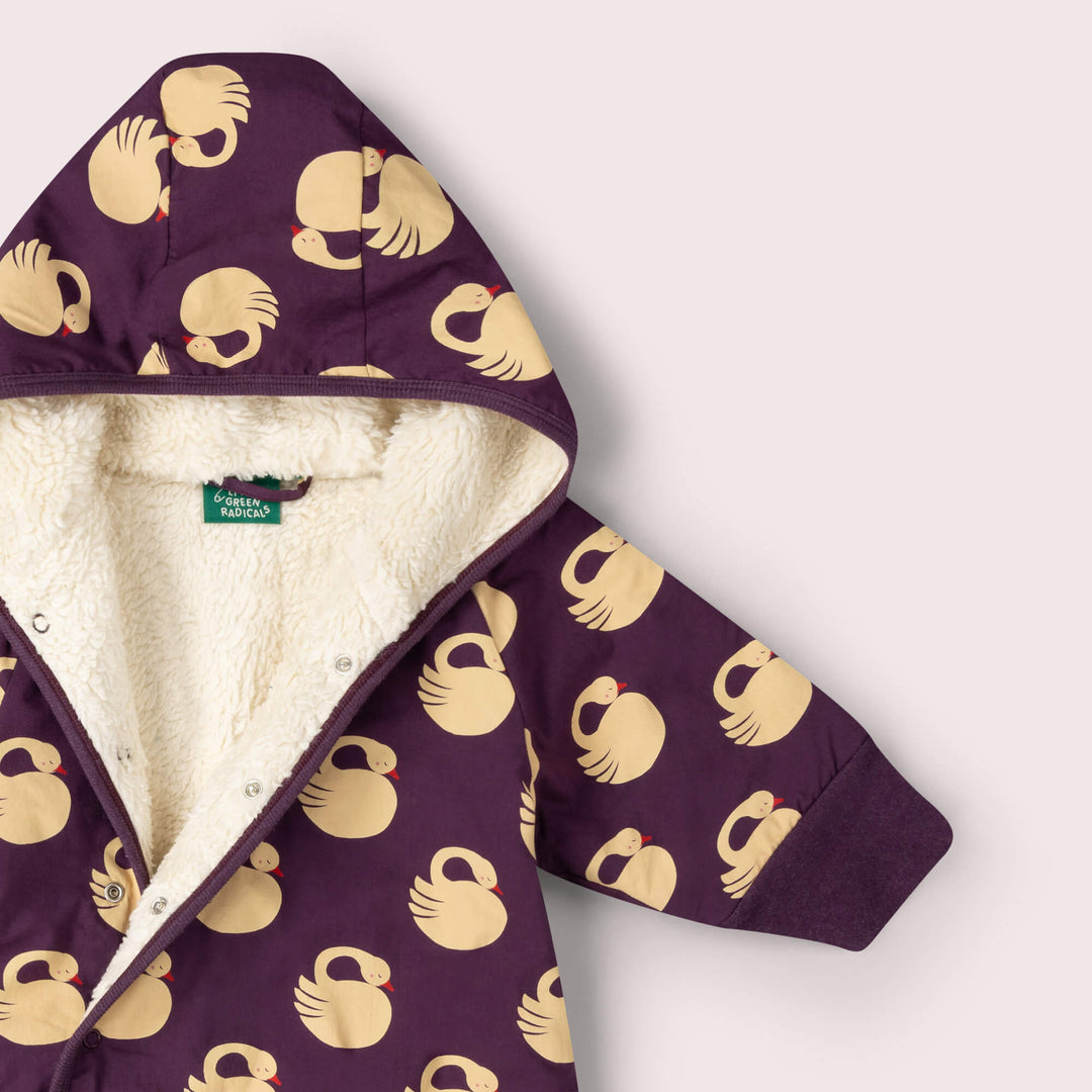 Sleeping Swans Sherpa Lined Snowsuit Purple / 3-4y