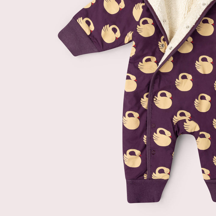 Sleeping Swans Sherpa Lined Snowsuit Purple / 3-4y