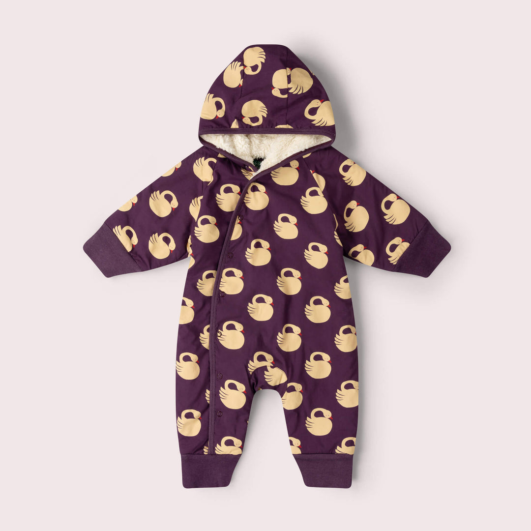 Sleeping Swans Sherpa Lined Snowsuit Purple / 3-4y