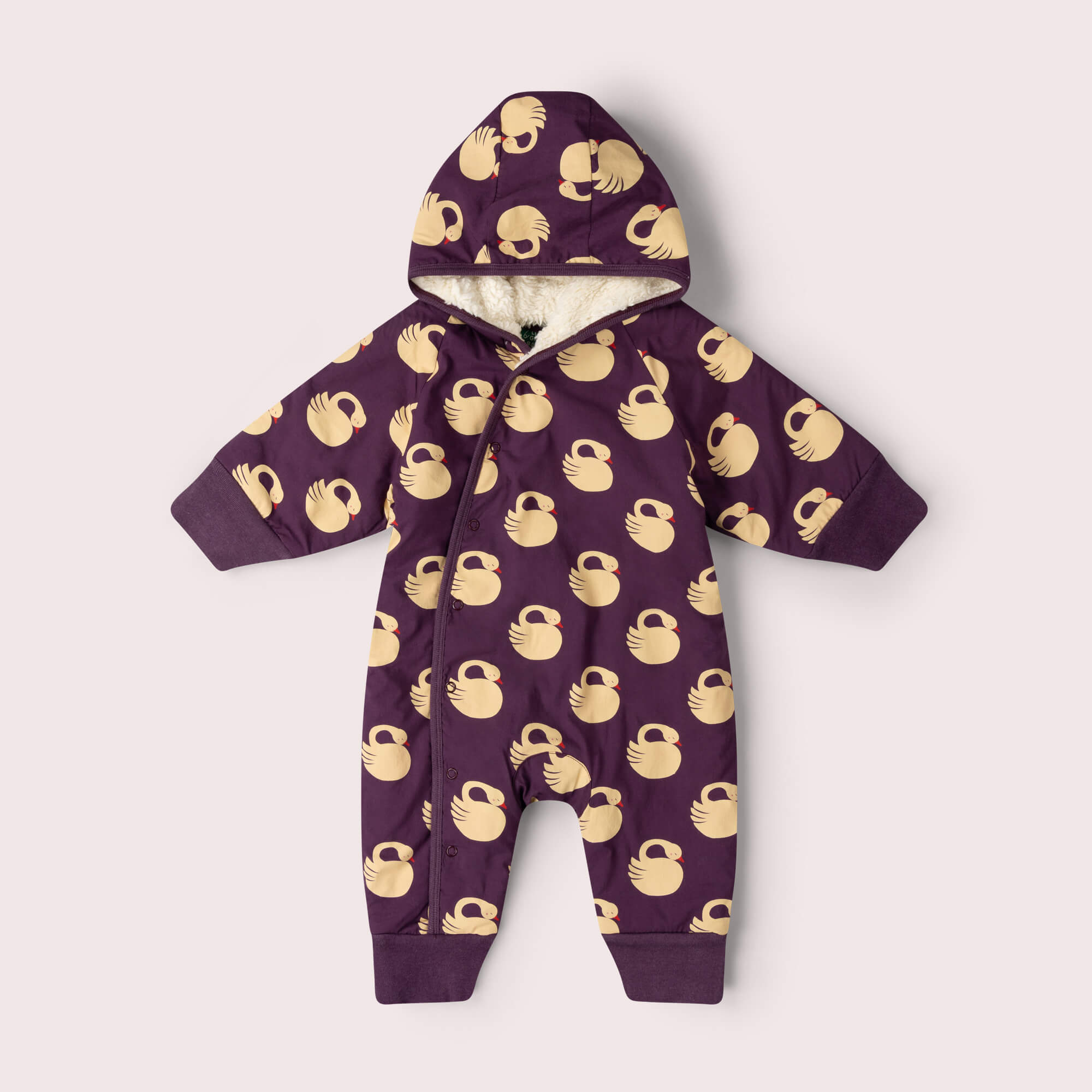 Sleeping Swans Sherpa Lined Snowsuit Purple / 3-4y