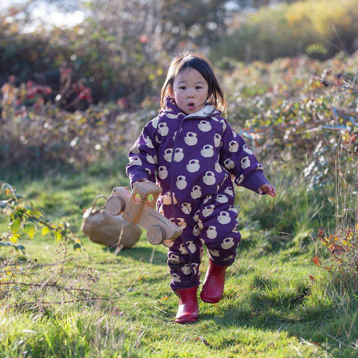 Sleeping Swans Sherpa Lined Snowsuit Purple / 3-4y