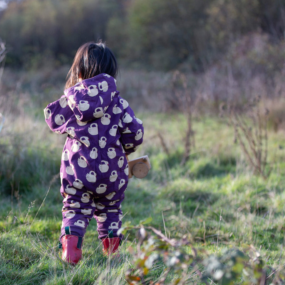 Sleeping Swans Sherpa Lined Snowsuit Purple / 3-4y