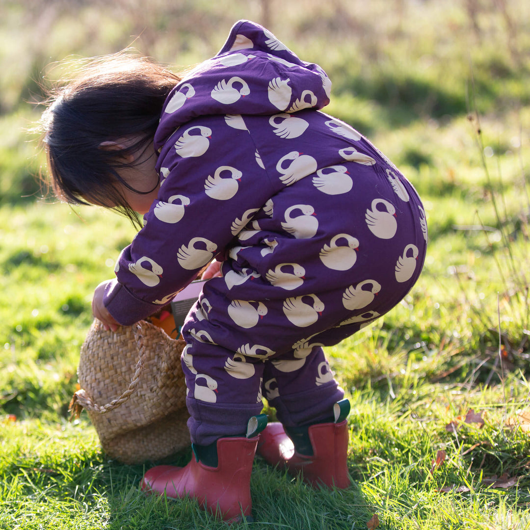 Sleeping Swans Sherpa Lined Snowsuit Purple / 3-4y
