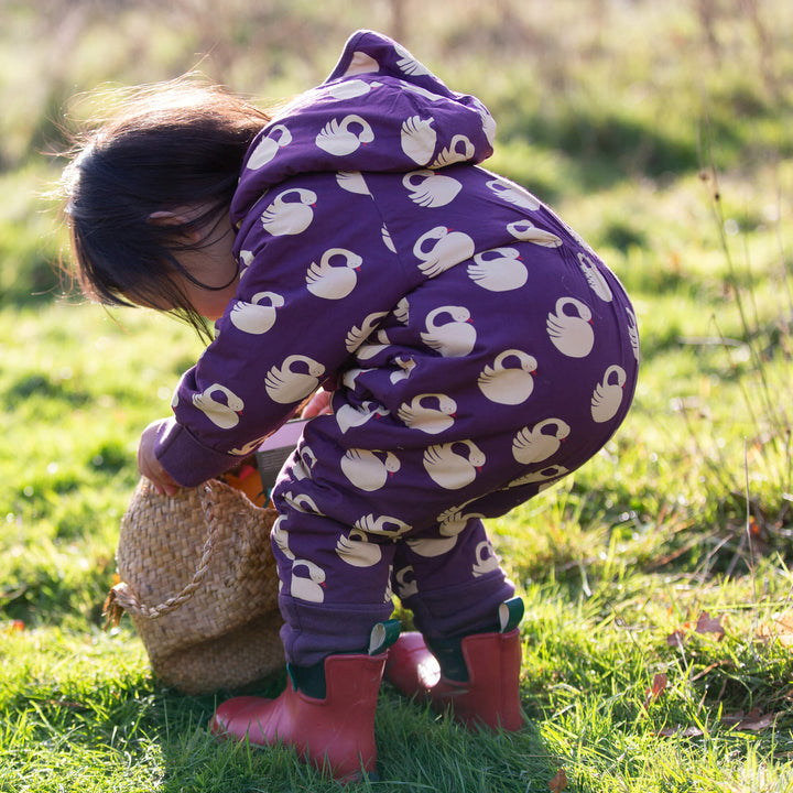 Sleeping Swans Sherpa Lined Snowsuit Purple / 3-4y