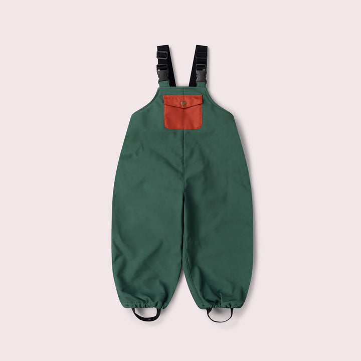 Olive Recycled Lined Waterproof Dungarees Green / 5-6y