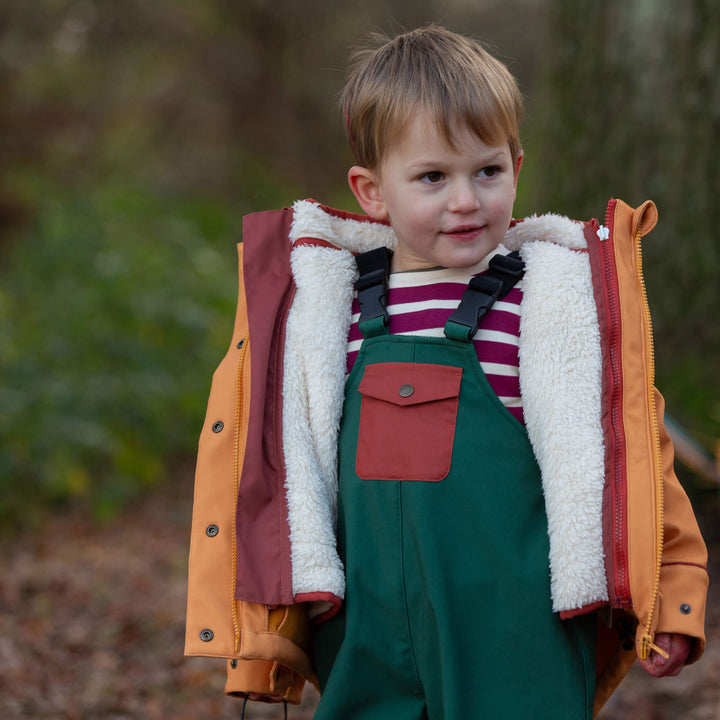 Olive Recycled Lined Waterproof Dungarees Green / 5-6y
