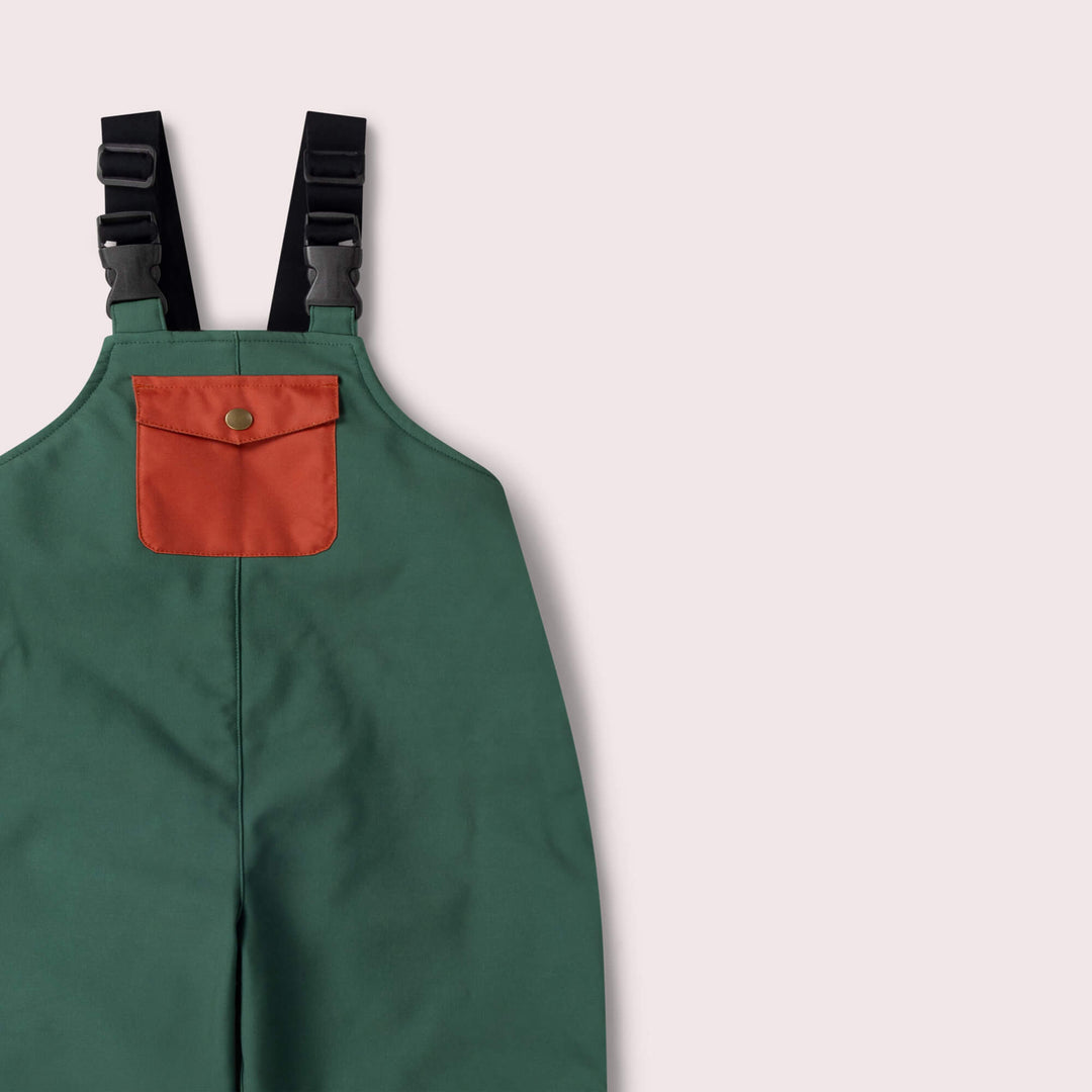 Olive Recycled Lined Waterproof Dungarees Green / 5-6y